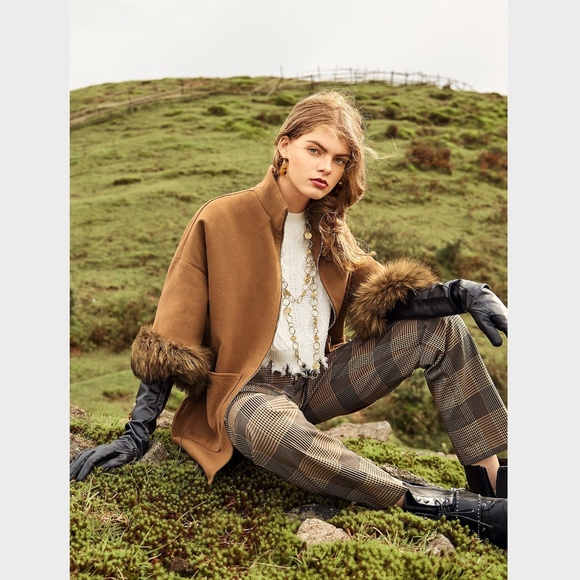 Boho Faux Fur Camel Coat Jacket - Picture 2 of 9